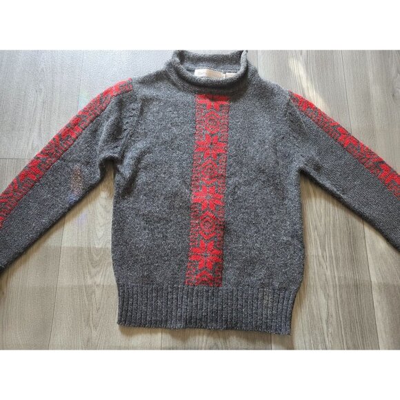 Northern Isles Australian Shetland Wool Sweater With Red Geometric Pattern S/xs - Picture 4 of 7